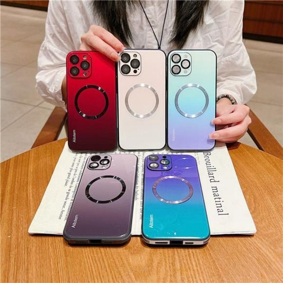 For iPhone 14 Pro Max 12 13 14Pro Luxury Mag Safe Gradient Glass Case Shockproof - Picture 10 of 10